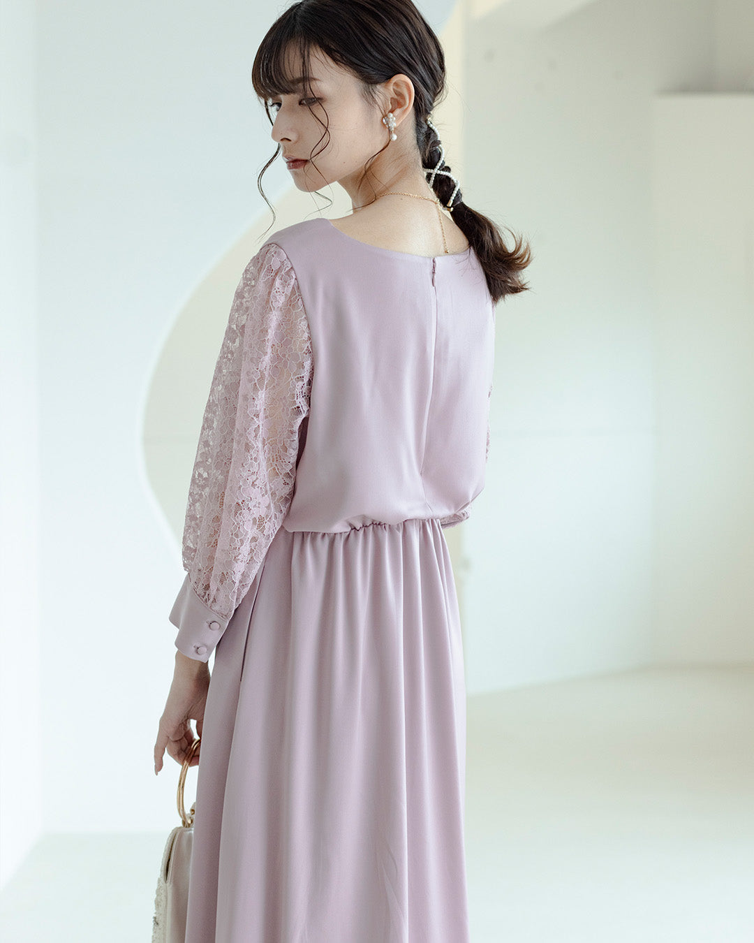S ～ 4L 】プラスサイズ かわいい 袖あり パーティードレス