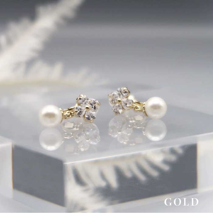 ビジューフラワー×パールイヤリング/ピアス 50167