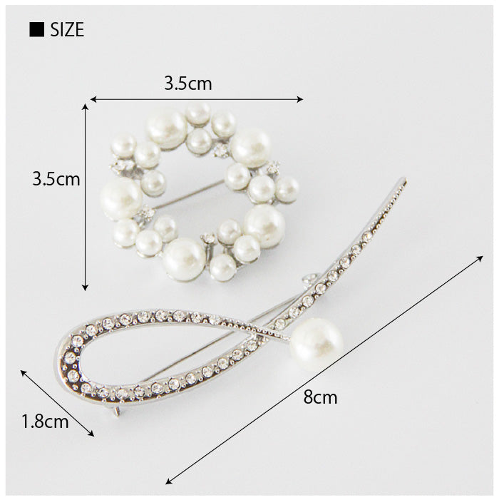 ブローチ2点セット（リースパール）　56049