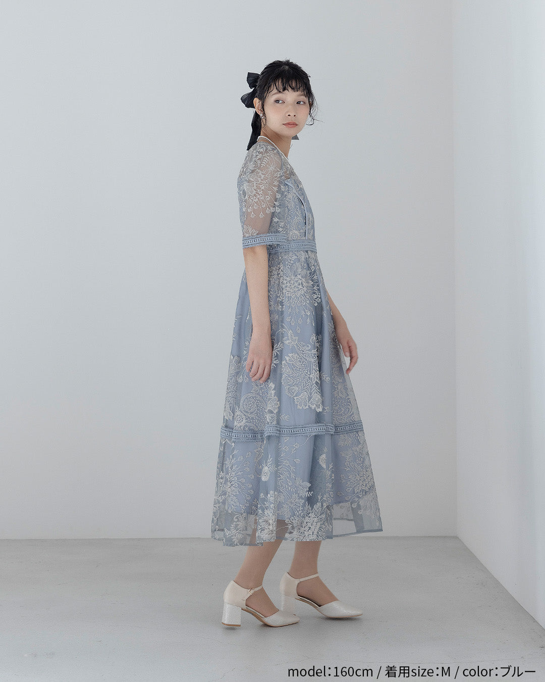 [ Dorry doll ] ラダーレースドレス　as25636-ブルー