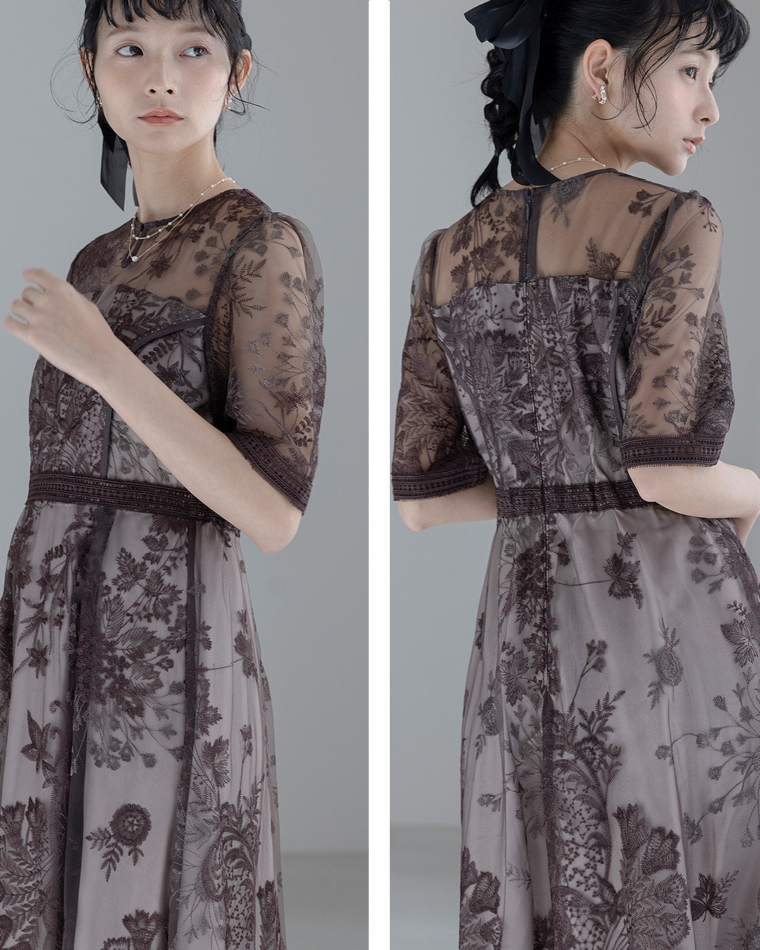 [ Dorry doll ] ラダーレースドレス　as25636-ブラウン