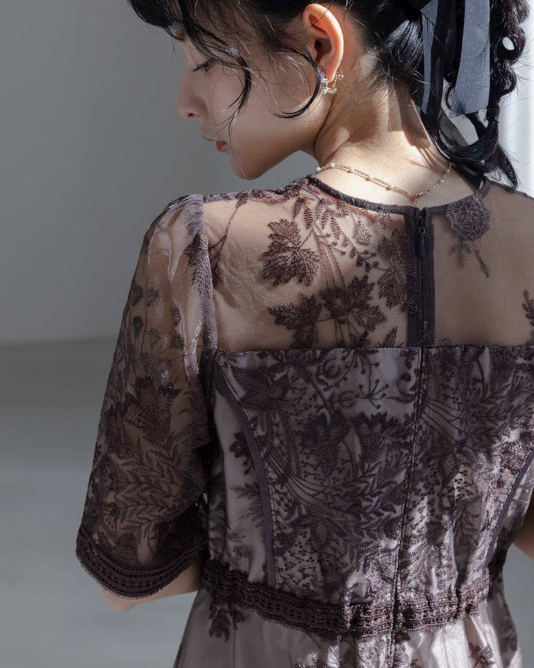 [ Dorry doll ] ラダーレースドレス　as25636-ブラウン