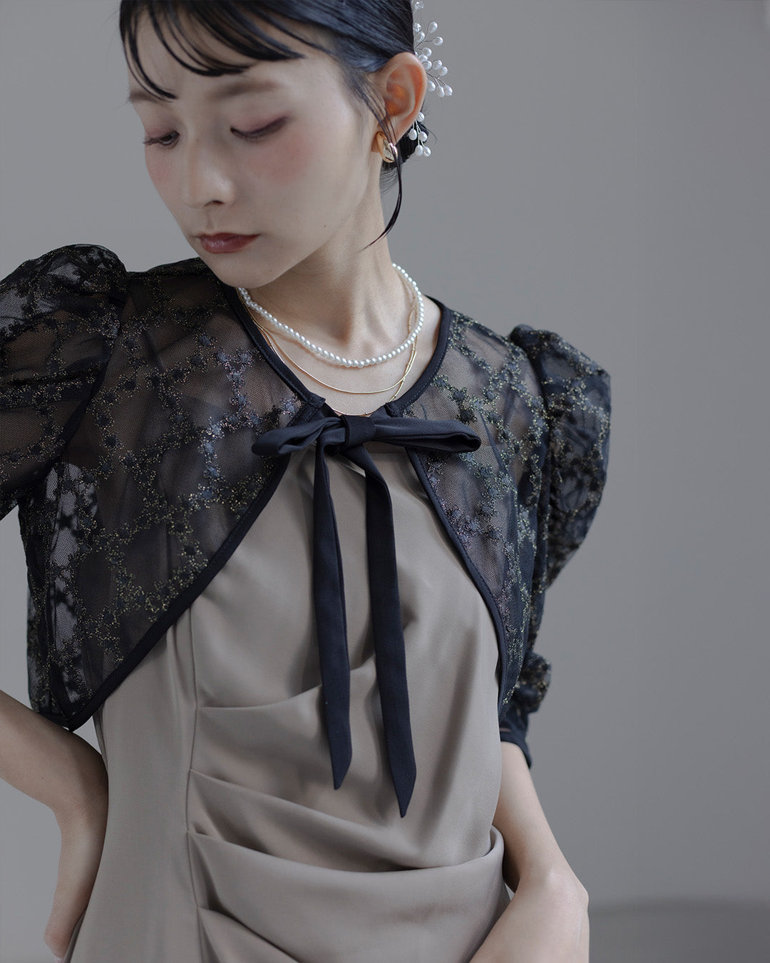 [ Dorry doll ] レースボレロ×ドレープドレス　as25681 ベージュ