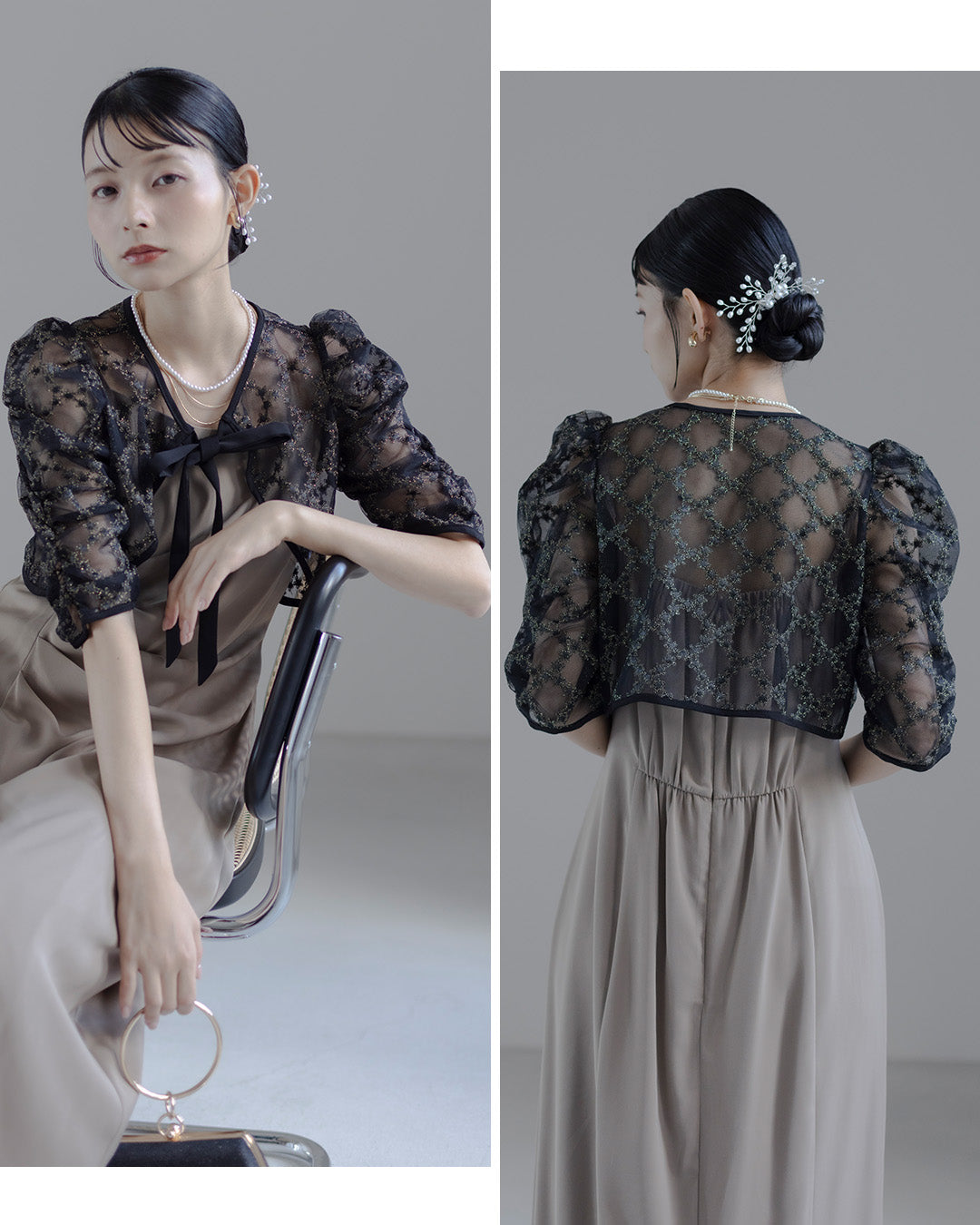 Dorry doll ] レースボレロ×ドレープドレス as25681 ベージュ