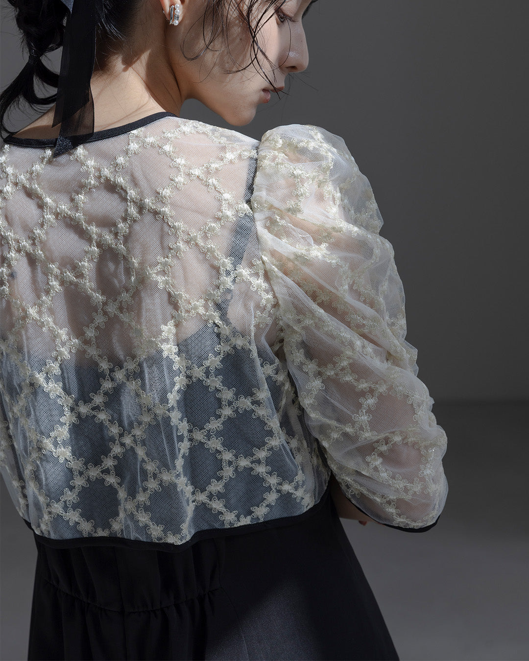 [ Dorry doll ] レースボレロ×ドレープドレス　as25681 ブラック