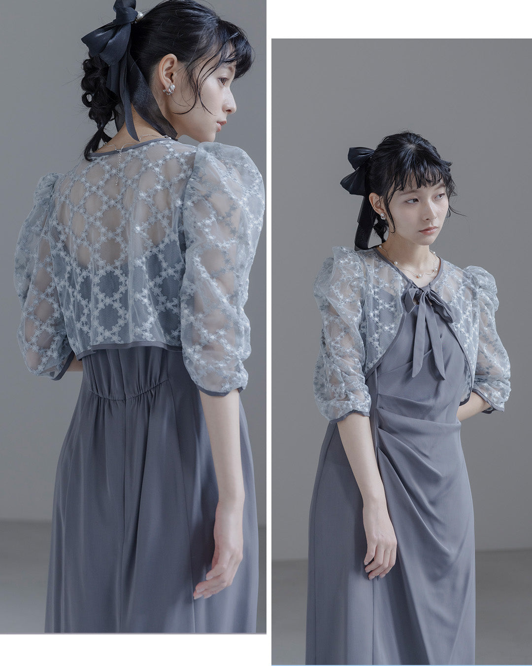 Dorry doll ] レースボレロ×ドレープドレス as25681 グレー