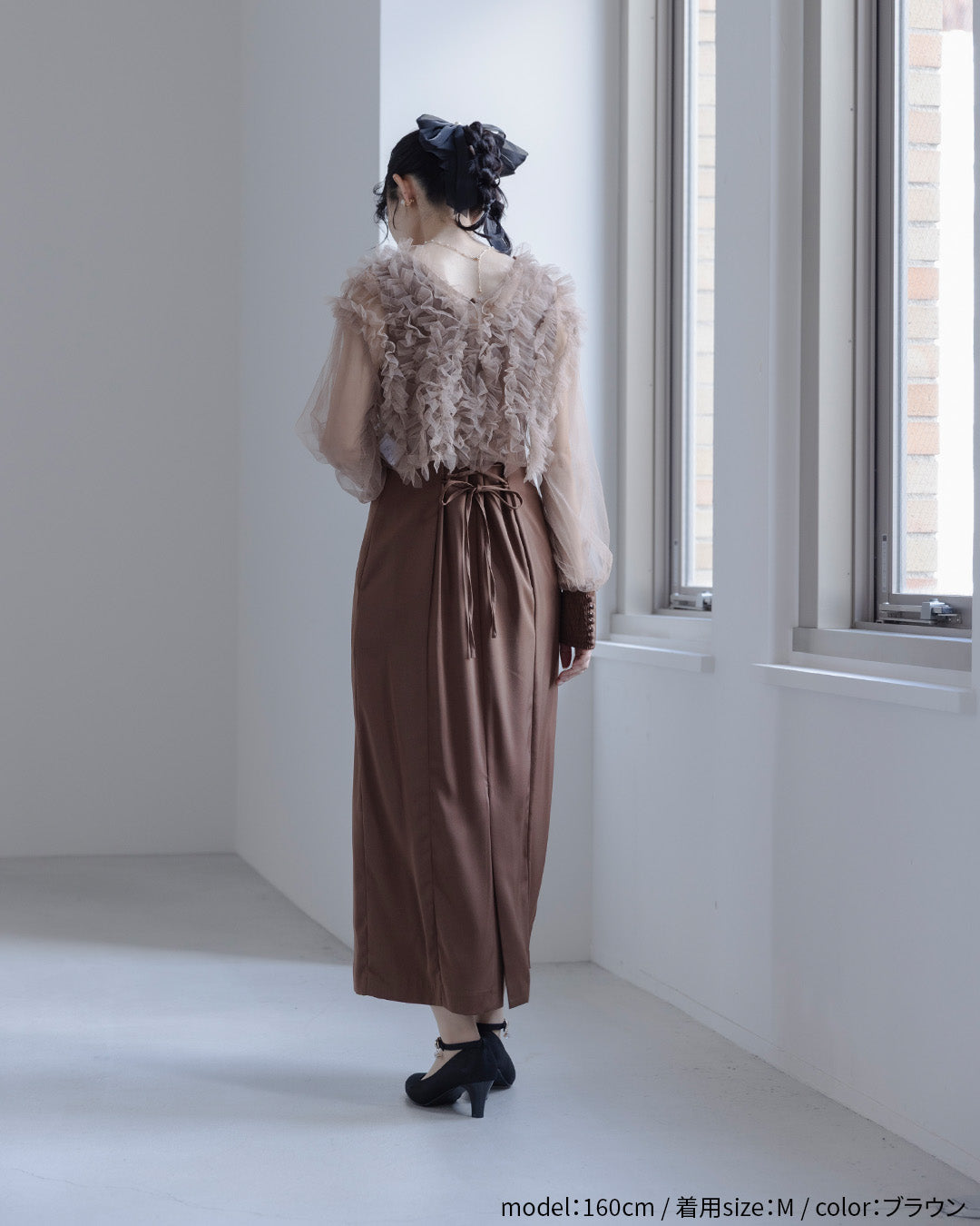 [ Dorry doll ] フリルブラウスセットドレス　as25682 ブラウン