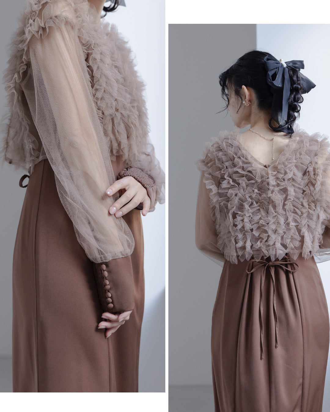 Dorry doll ] フリルブラウスセットドレス as25682 ブラウン