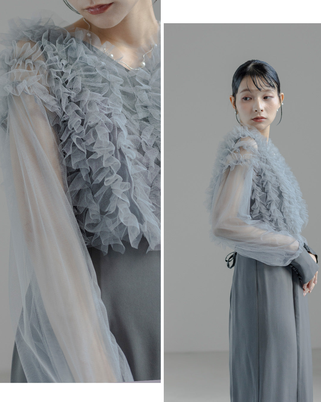 Fluffy sleeve pencil dress 9382 Dorry doll ドリードール おしゃれ