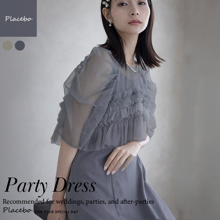 [ LERURE ] Ruffle tulle airy dress　9388-gray