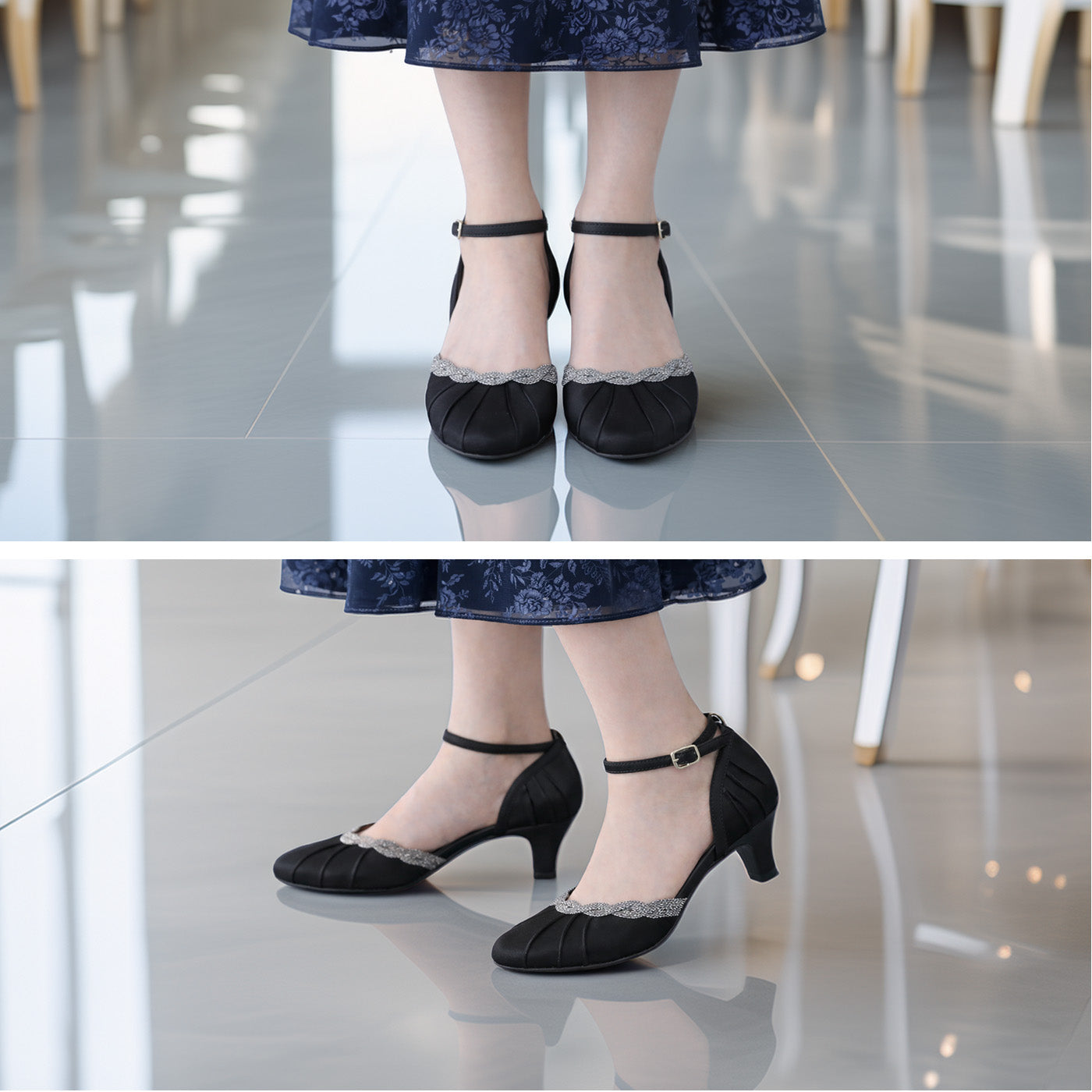 結婚式・パーティー パンプス 幅広 痛くない 5.5cmヒール アンクル