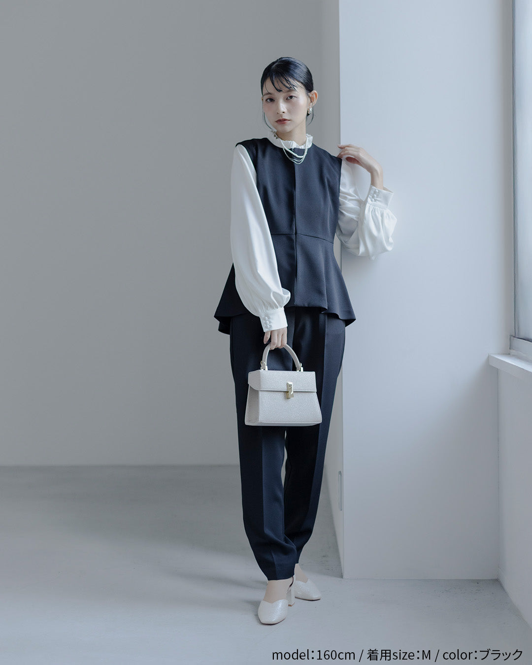 [ Placebo ] 【手洗いOK】クルーネックベストセットアップスーツ３点セット h125604 ブラック