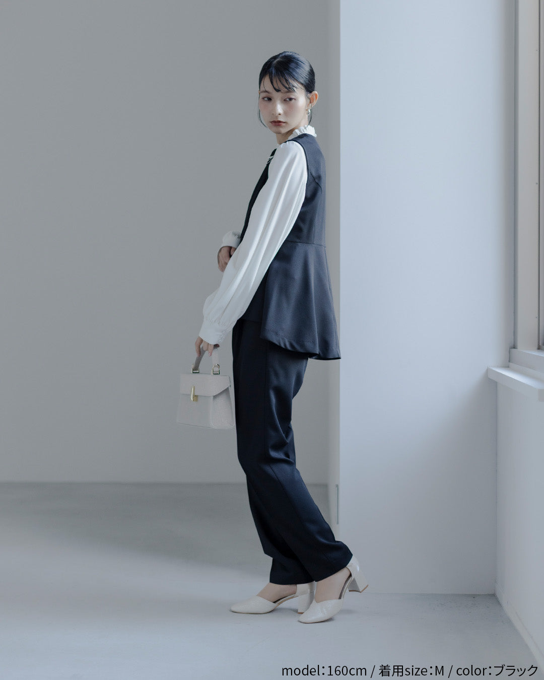 [ Placebo ] 【手洗いOK】クルーネックベストセットアップスーツ３点セット h125604 ブラック