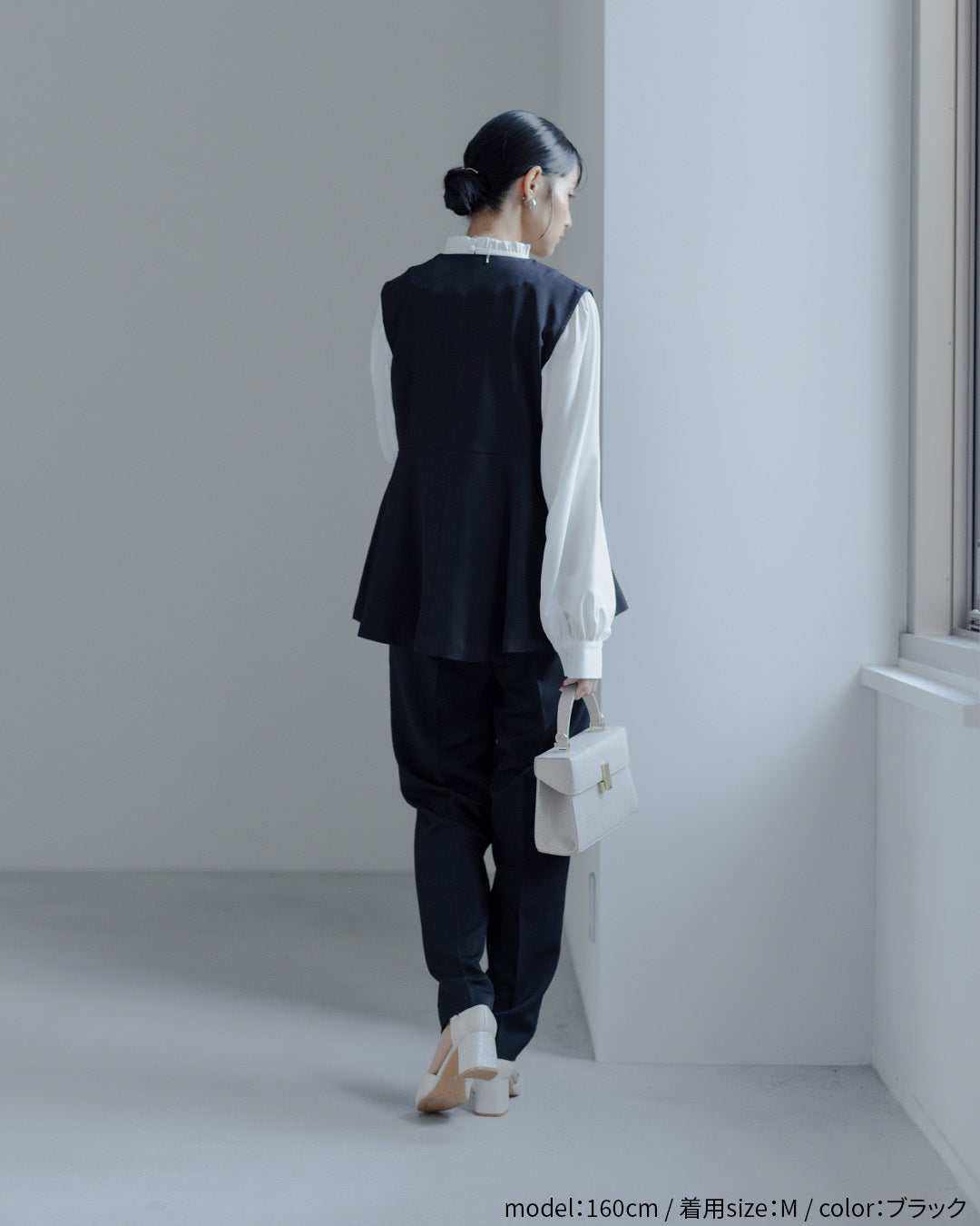 [ Placebo ] 【手洗いOK】クルーネックベストセットアップスーツ３点セット h125604 ブラック