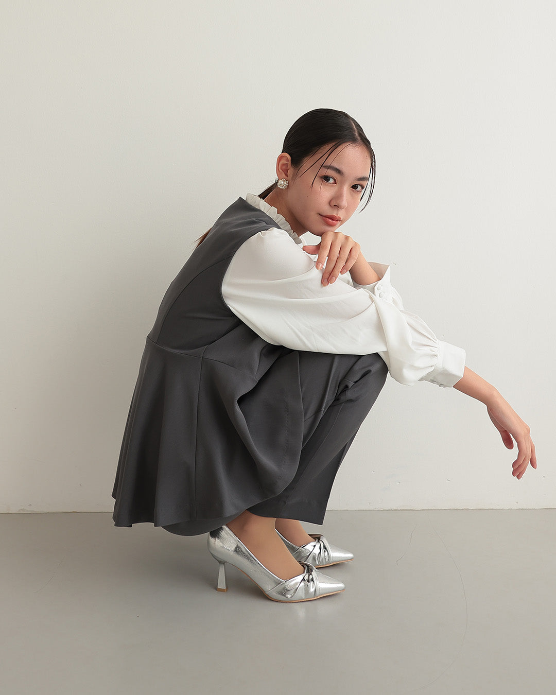 [ Placebo ] 【手洗いOK】クルーネックベストセットアップスーツ３点セット h125604 チャコール