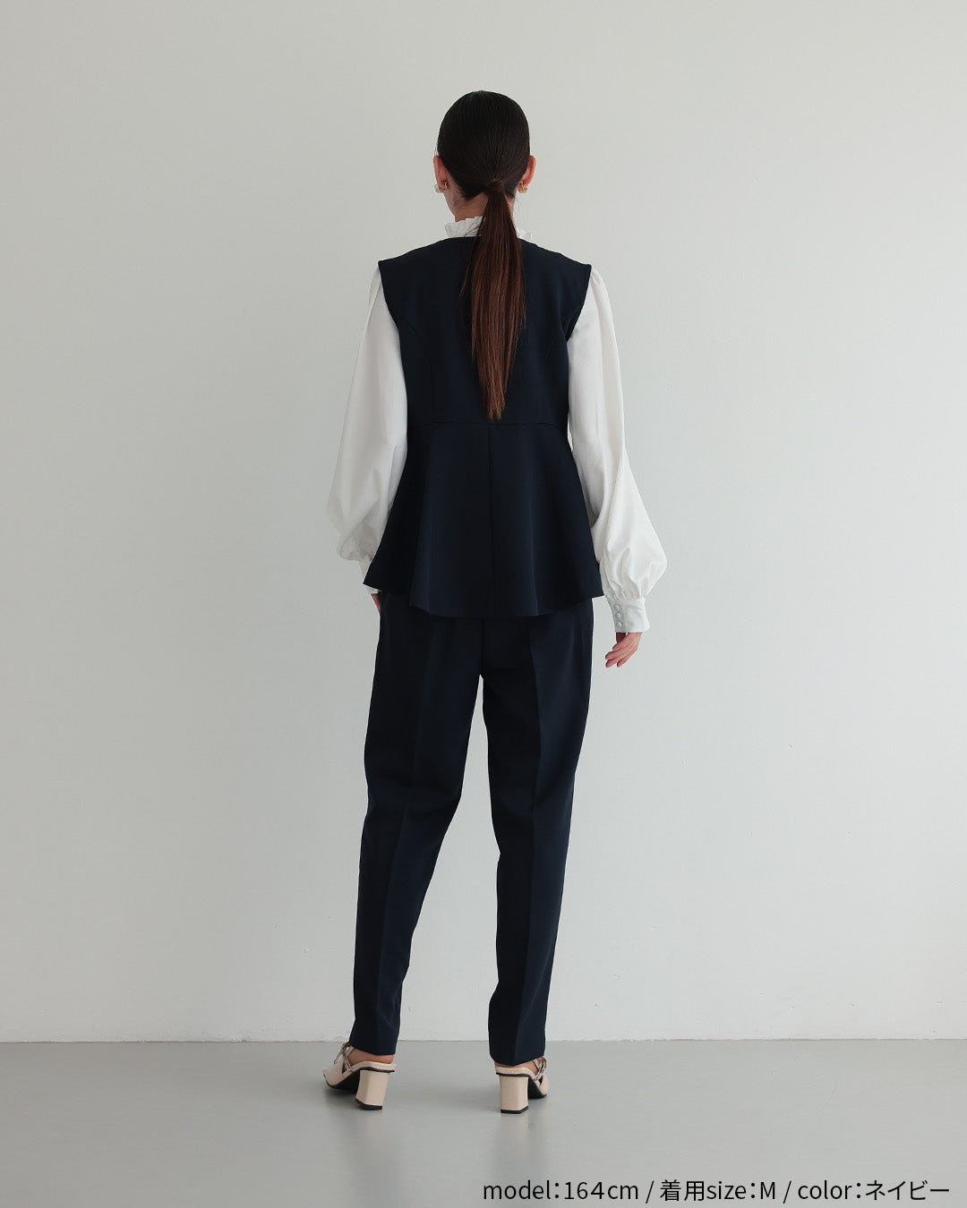 [ Placebo ] 【手洗いOK】クルーネックベストセットアップスーツ３点セット h125604 ネイビー