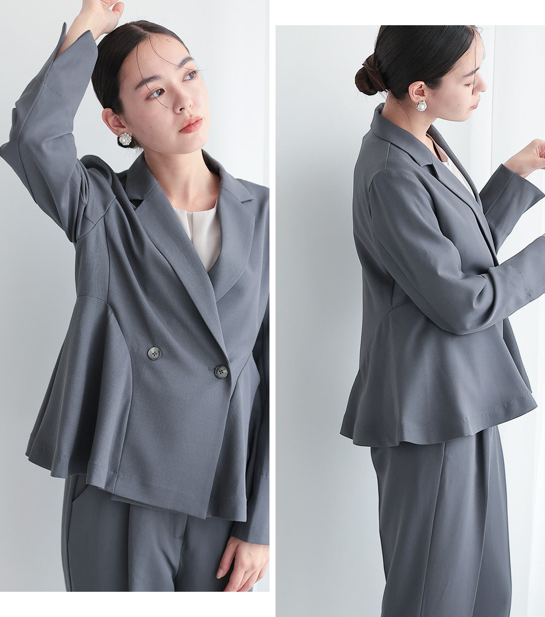 [ Placebo ] 【手洗いOK】サイドフレアセットアップスーツ  h125606 チャコール