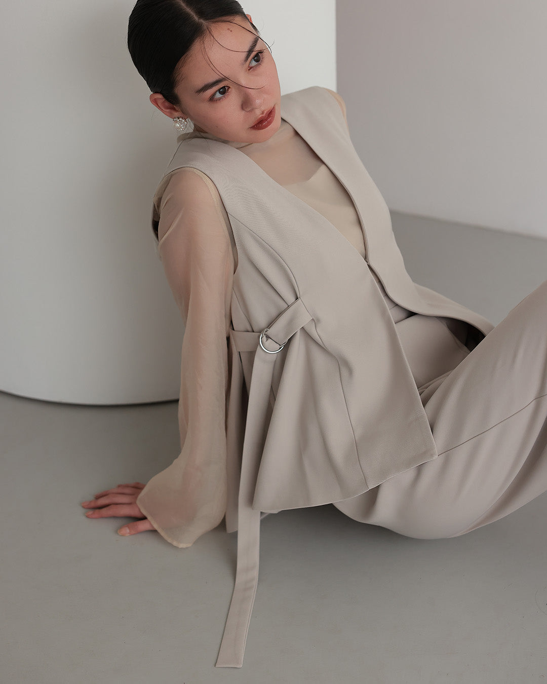 [ Placebo ] ジレ オールインワン ２点セット h125608 ベージュ