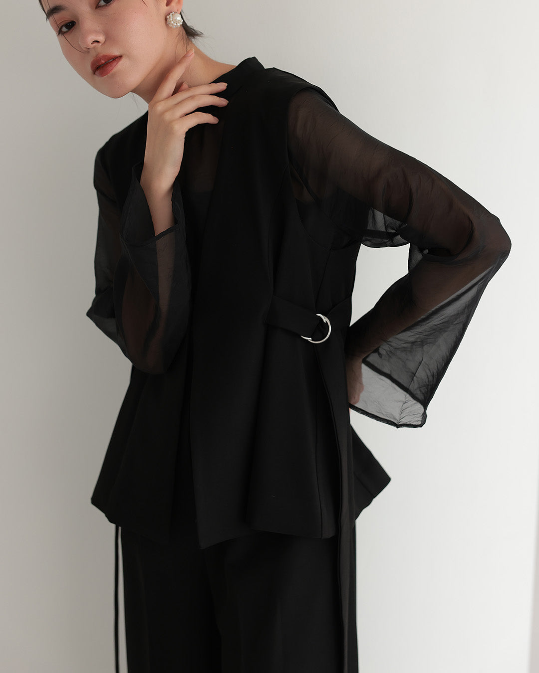 [ Placebo ] ジレ オールインワン ２点セット h125608 ブラック